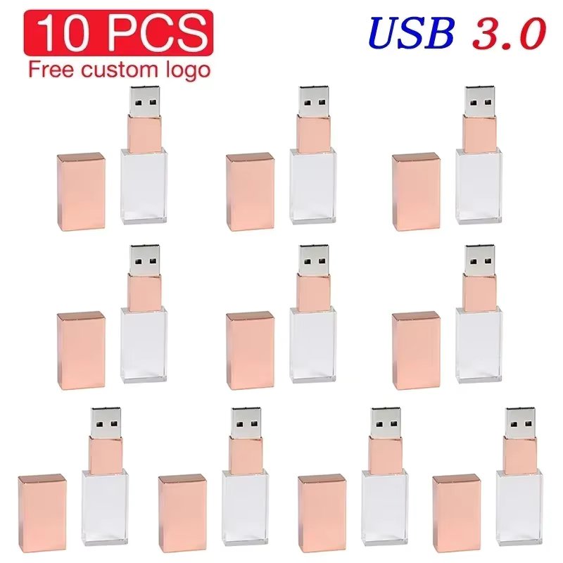 JASTER 10pcs/Lot usb flash drives (Free LOGO) Fashionable Crystal Style Flash Pen Drive 4GB 16GB 32GB 64GB 128GB Gift Pendrive