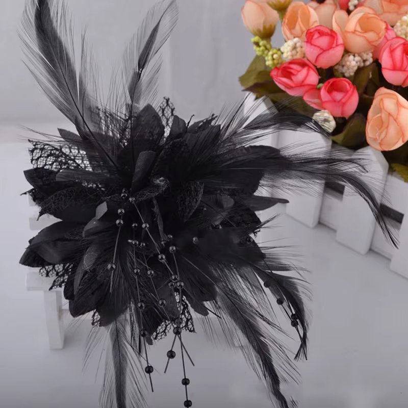 Fashion Flower Feather Wedding Hair Fascinator Bead Corsage Hair Clips Bridal Hairband Brooch Pin Floral Guests Noiva Barrettes