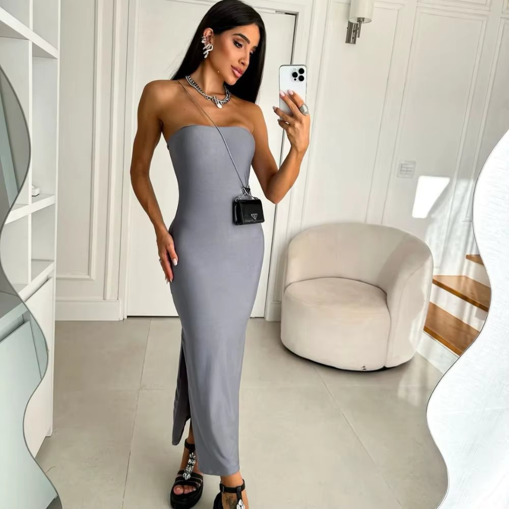 Traf za summer dress knitted beach dress mid long sexy casual sleeveless women's Pat