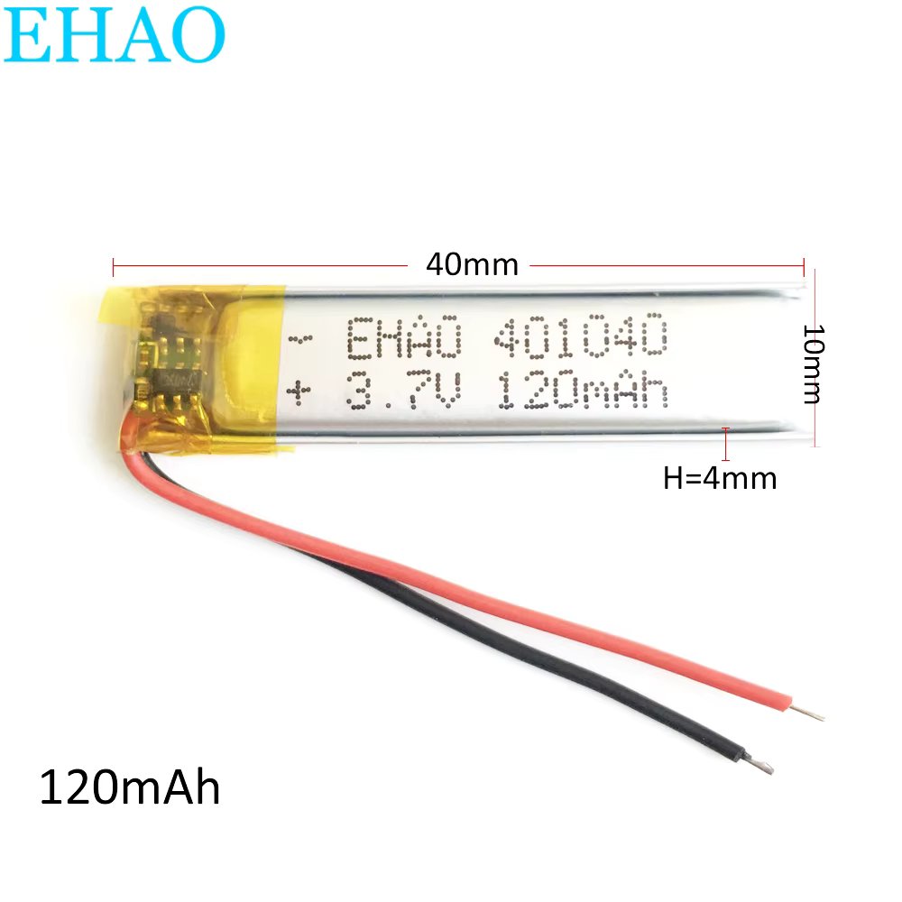 3.7V 120mAh Lithium Polymer LiPo Rechargeable Battery 401040 for Mp3 GPS Bluetooth Camera 4*10*40mm