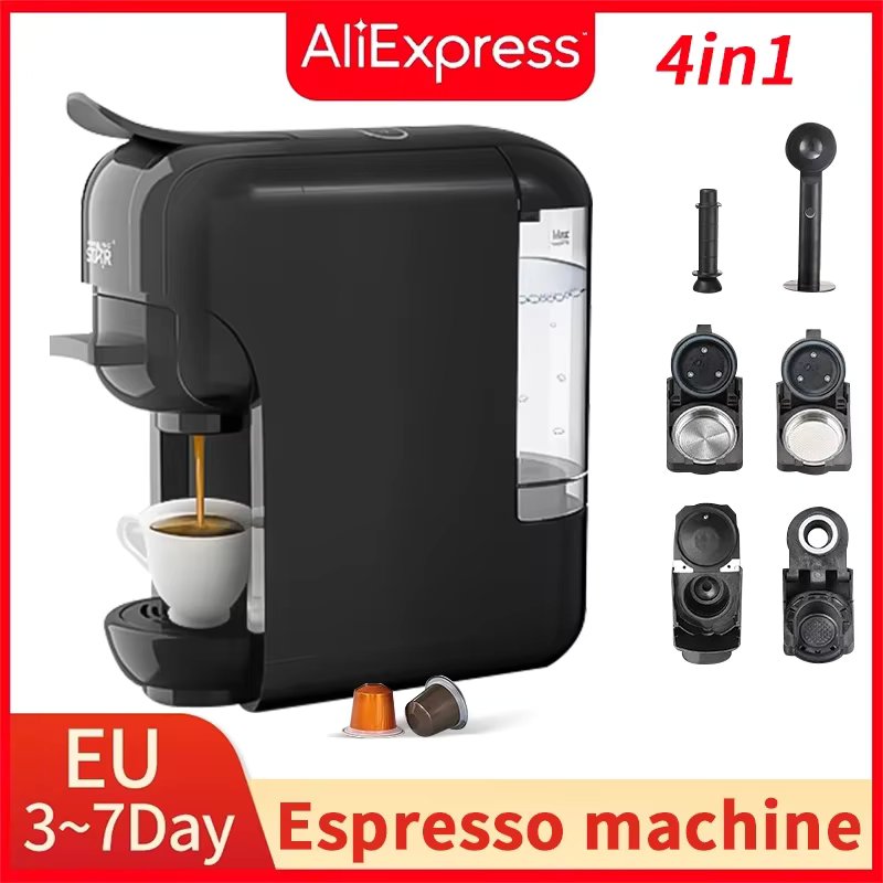 WINNING STAR 1450W Professional 4 in 1 Hot & Cold Capsule Coffee Machine Household Multi-function Espresso Machine Ground Coffee
