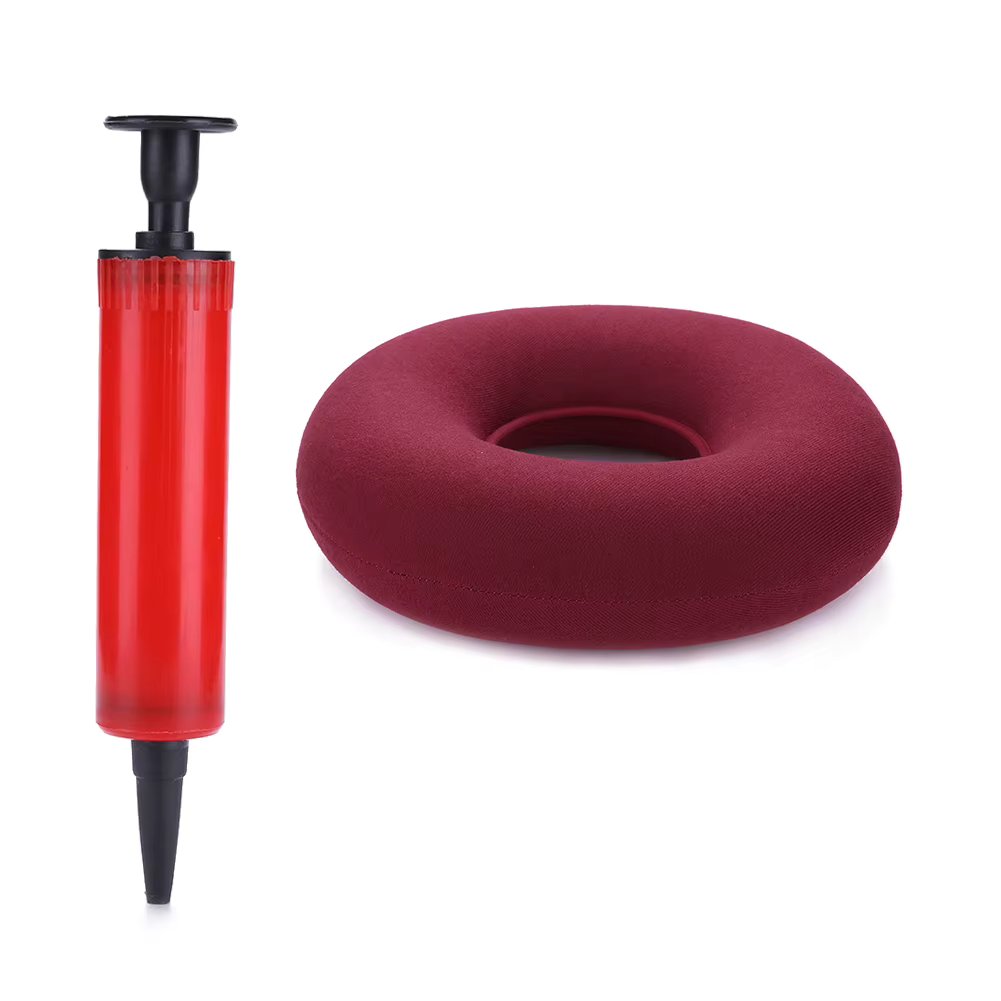 37cm Hip Support Medical Hemorrhoid Seat Pad Inflatable Massage Cushion with Pump Round Ring Pillow Anti Bedsore Donut Chair Pad