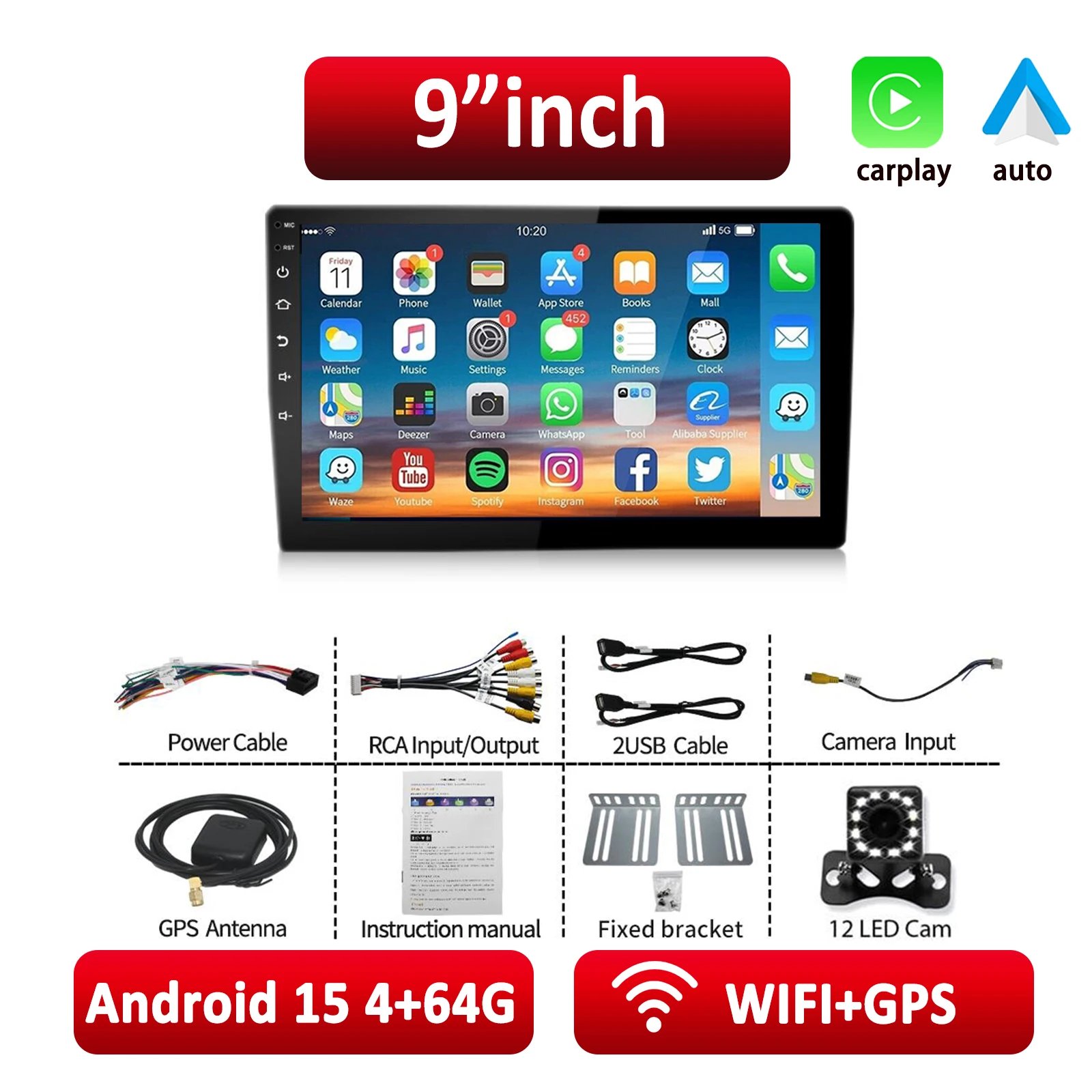 9 inch 4G 64G LED