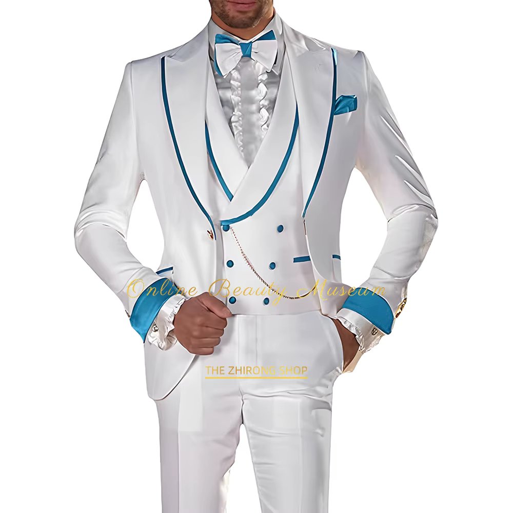Men's Wedding Tuxedo Slim Fit 3 Piece Suit One Button Blazer Vest Pants Set Cocktail Birthday Festival Party Fashionable Outfit