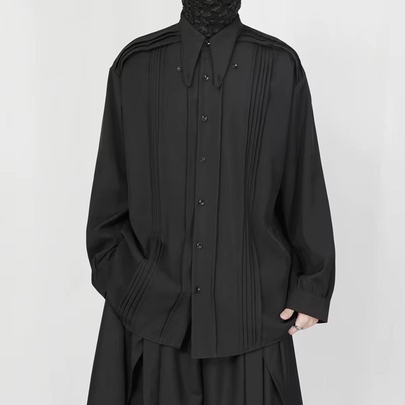 New men's shirt original  wind French art student personality get loose black long sleeve shirt design model