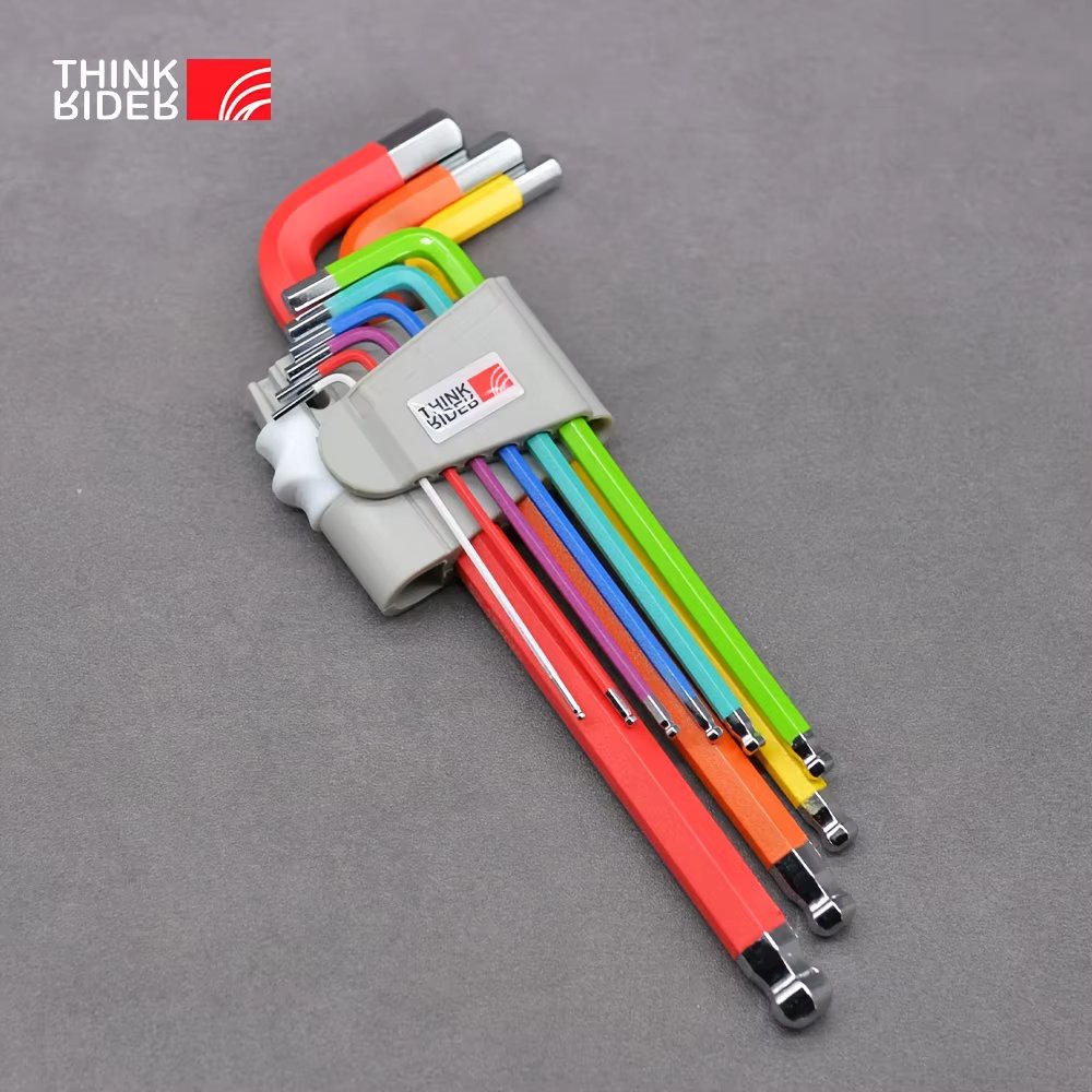 ThinkRider 9 Function Color Bike Repair Tools L-Wrench Bicycle Inner Hexagon Tool Hex Key Wrench Set1.5/2/2.5/3/4/5/6/8/10mm Bal