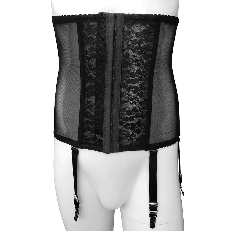 Sexy Sissy Lace Corsets And Bustiers With Stocking Suspenders Mens Shapewear Slimming Belt Body Shaper Fitness Corset Sheath