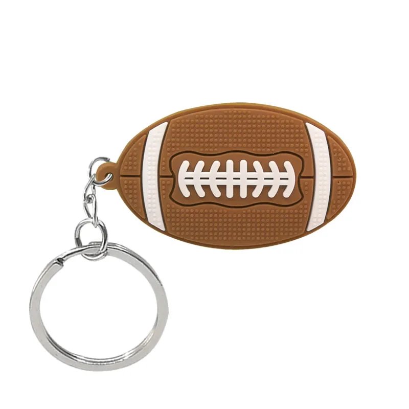 1/15pcs Ball Sports PVC Keychains Basketball Football Key Ring Rugby Baseball Keys Fittings Accessories Funny Gift for Men Kids