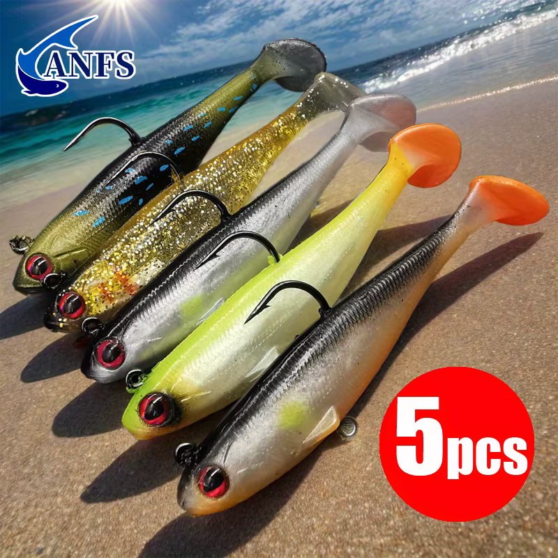 ANFS 5pcs Soft Fishing Lure Set Soft Swimbait for Bass Fishing Premium Fishing Bait for Freshwater Saltwater Pesca