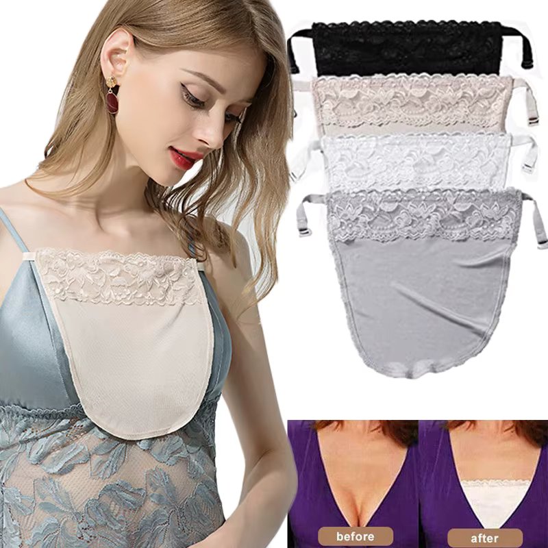 Women Summer Lace Mulberry Silk Cleavage Cover Up Camisole Color Breathable Invisibl Female Easy Clip-on Lace Mock Camisole Bras
