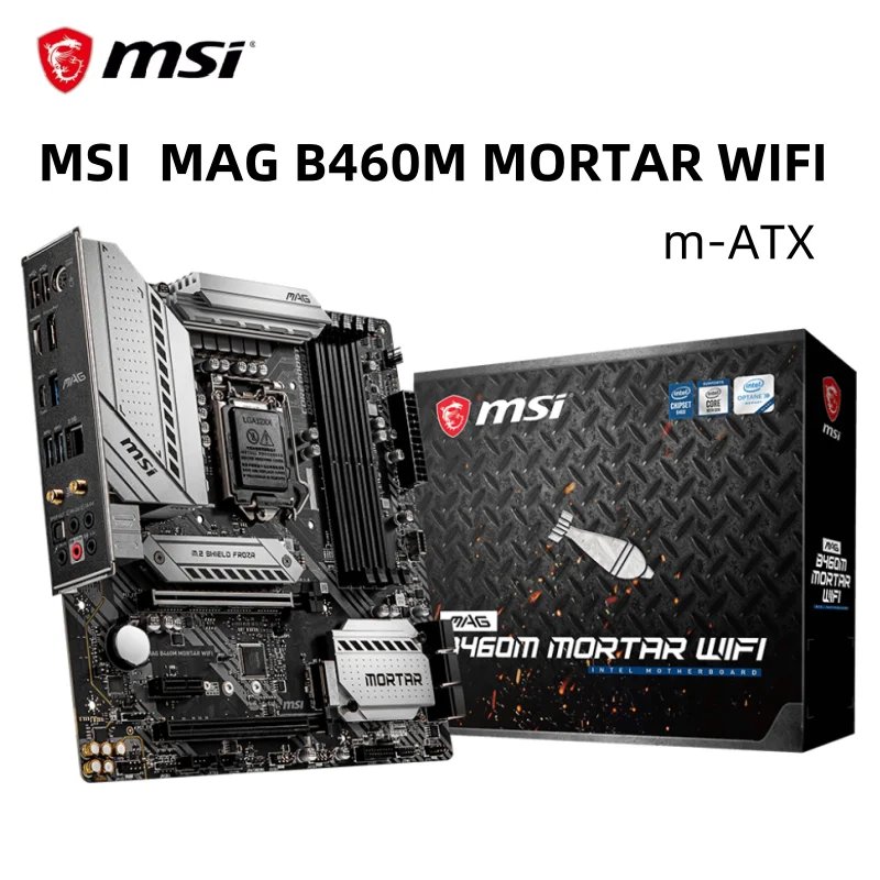 MAG B460M MORTAR WIFI Motherboard DDR4 M.2 LGA1200 USB3.2 STAT 3.0 SSD 2933MHz Mainboard Supports CPU 10th Gen i5-10500H/10200H