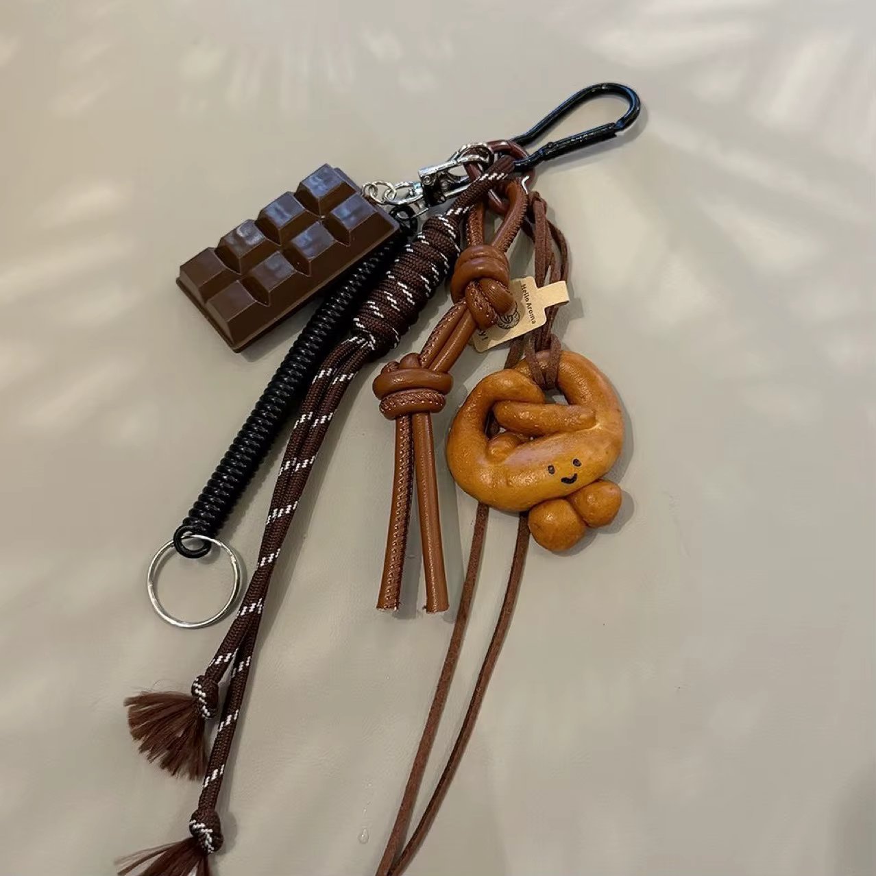 Braided Rope Bag Pendant High-grade Keychain Pendant Cute Miu  Series Alkaline Water Bread Ins Bag Pendant Chocolate Pendant