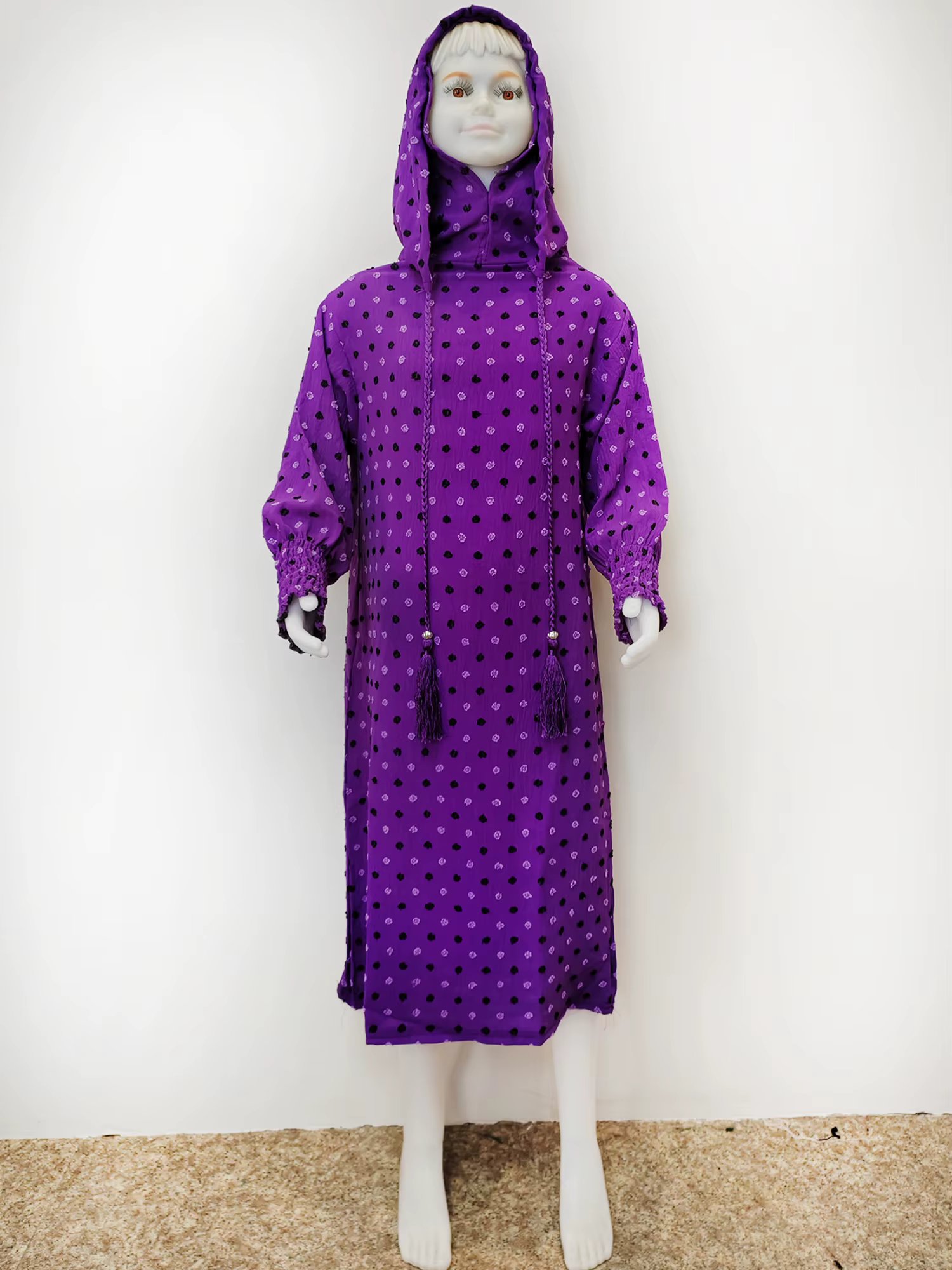 Eid Kids Cotton Prayer Garment Dress Muslim Girls Long Khimar Hijab Turkey Abaya Dresses Islamic Dress Full Cover Robe Ramadan