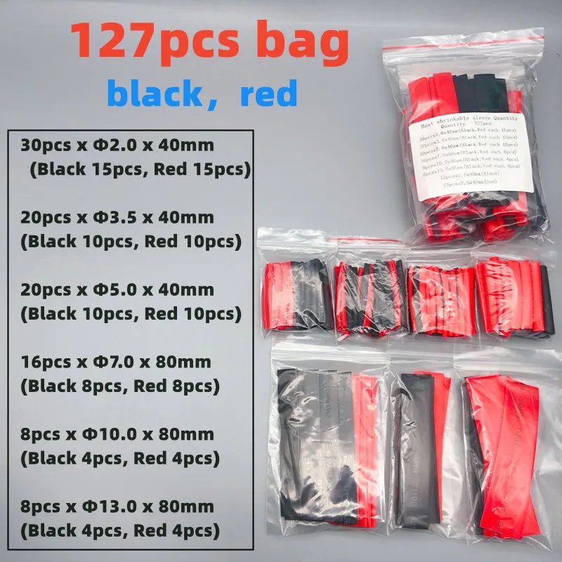 127pcs  Black red