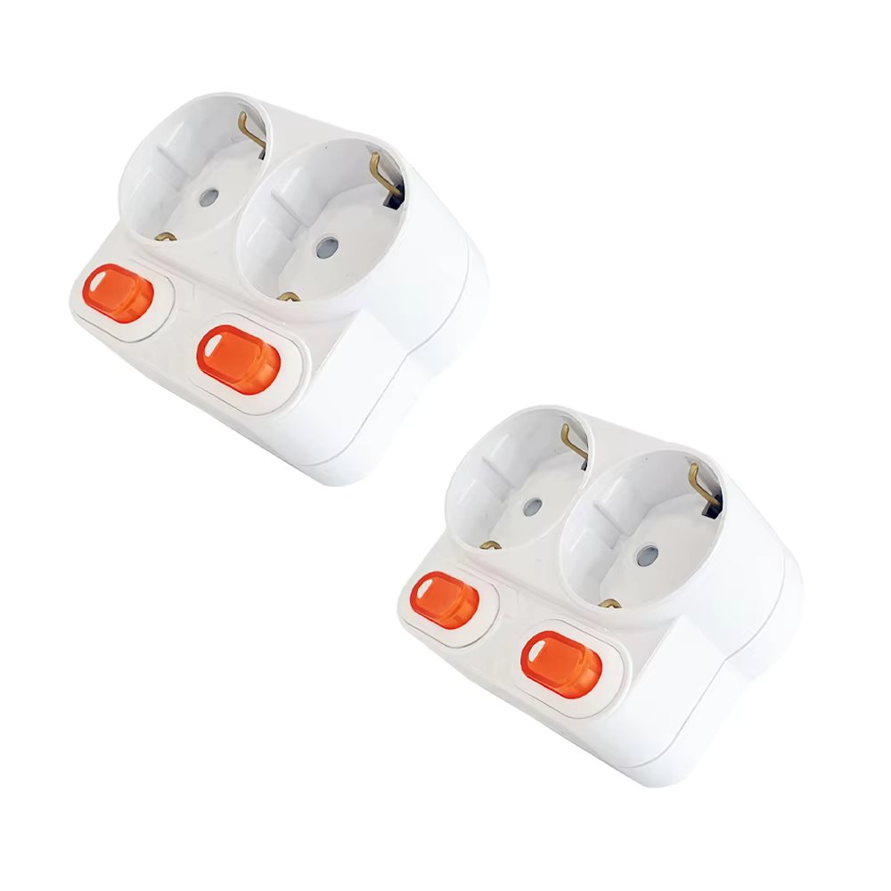 One-Stop 1 + 1 L-shaped power saving 2-hole switch multi-tap 16A without line