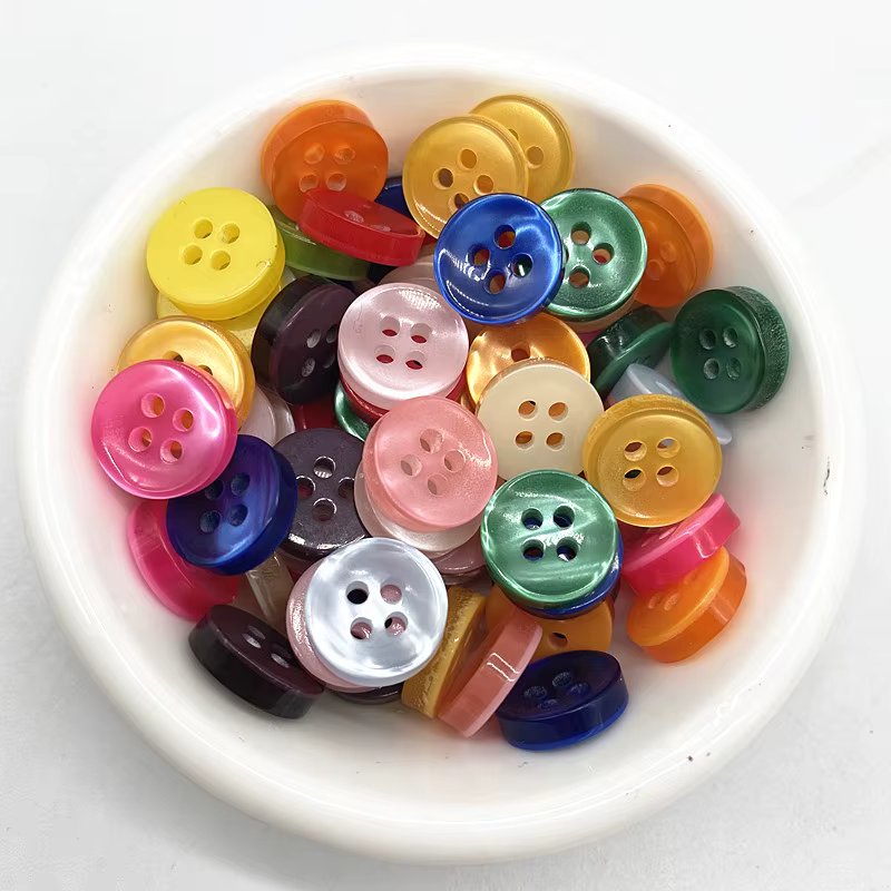 New 50 Pcs 12mm Color Resin Cat Eye Button Pearllight Bowl Shape Four Eye Button DIY Dress Accessories for Wedding Decoration