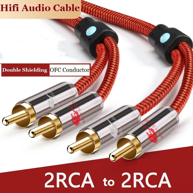 Hifi Audio Cable 2 RCA to 2 RCA Male Jack for Amplifier CD DVD TV Soundbox Home Stereo System Shielded Cords 1m 2m 3m 5m 8m