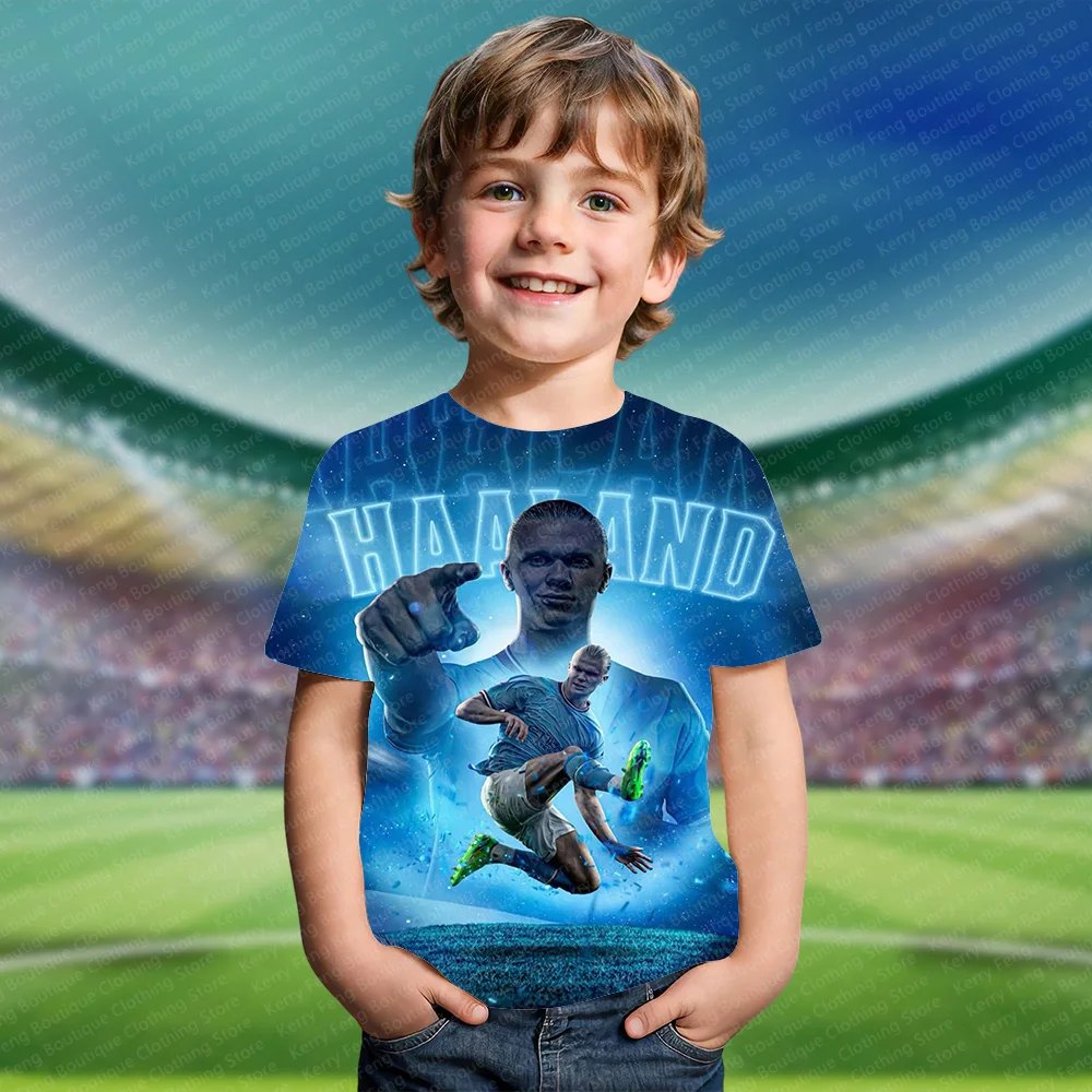 Classic Norwegian Haaland 3D Printed Pattern Kids Adult Men's Sports Shirt T-shirt Summer Football Fan Fashionable High-Quality