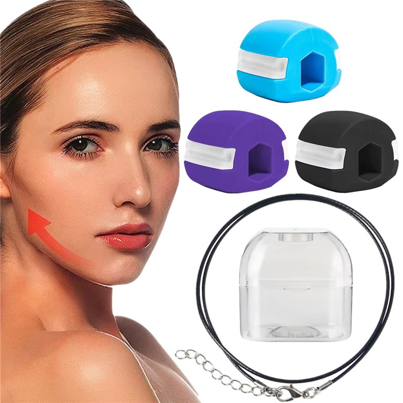 Food-grade Silica Gel Jaw Exerciser With Storage Box Lanyard Mouth Jawline Chew Bite Breaker Training Face Fitness Ball Masseter