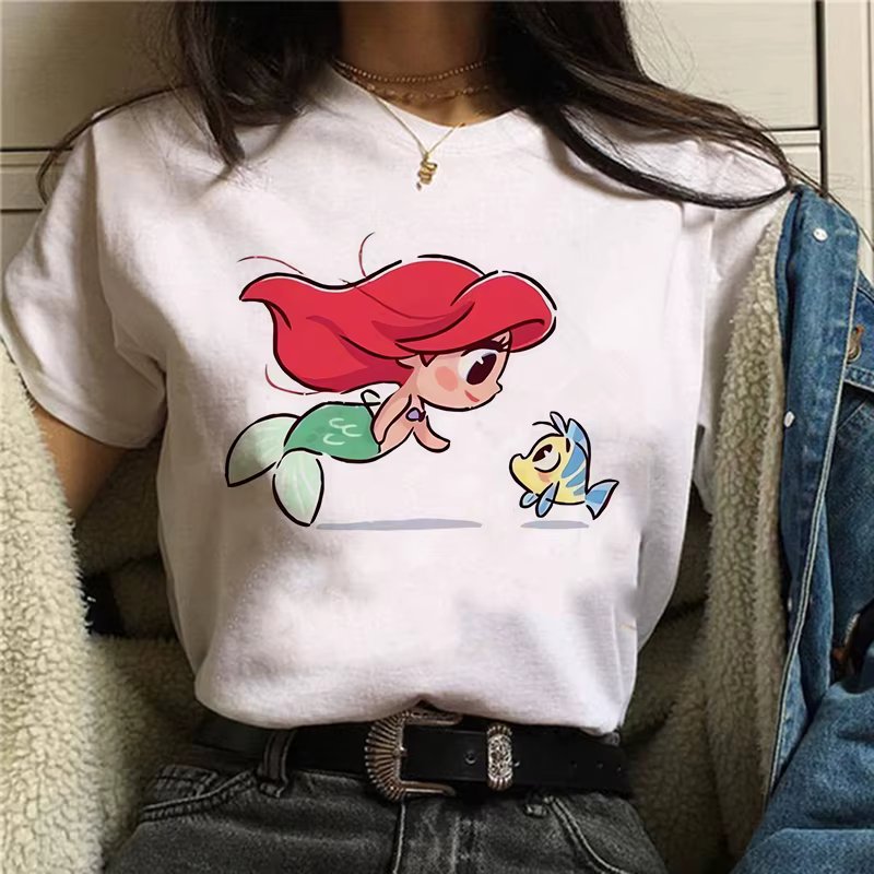 Y2k Sweet Hip Hop Graphic Disney Princess T Shirt Women Harajuku 90s Cute T-shirt Funny Tshirt Female Clothes