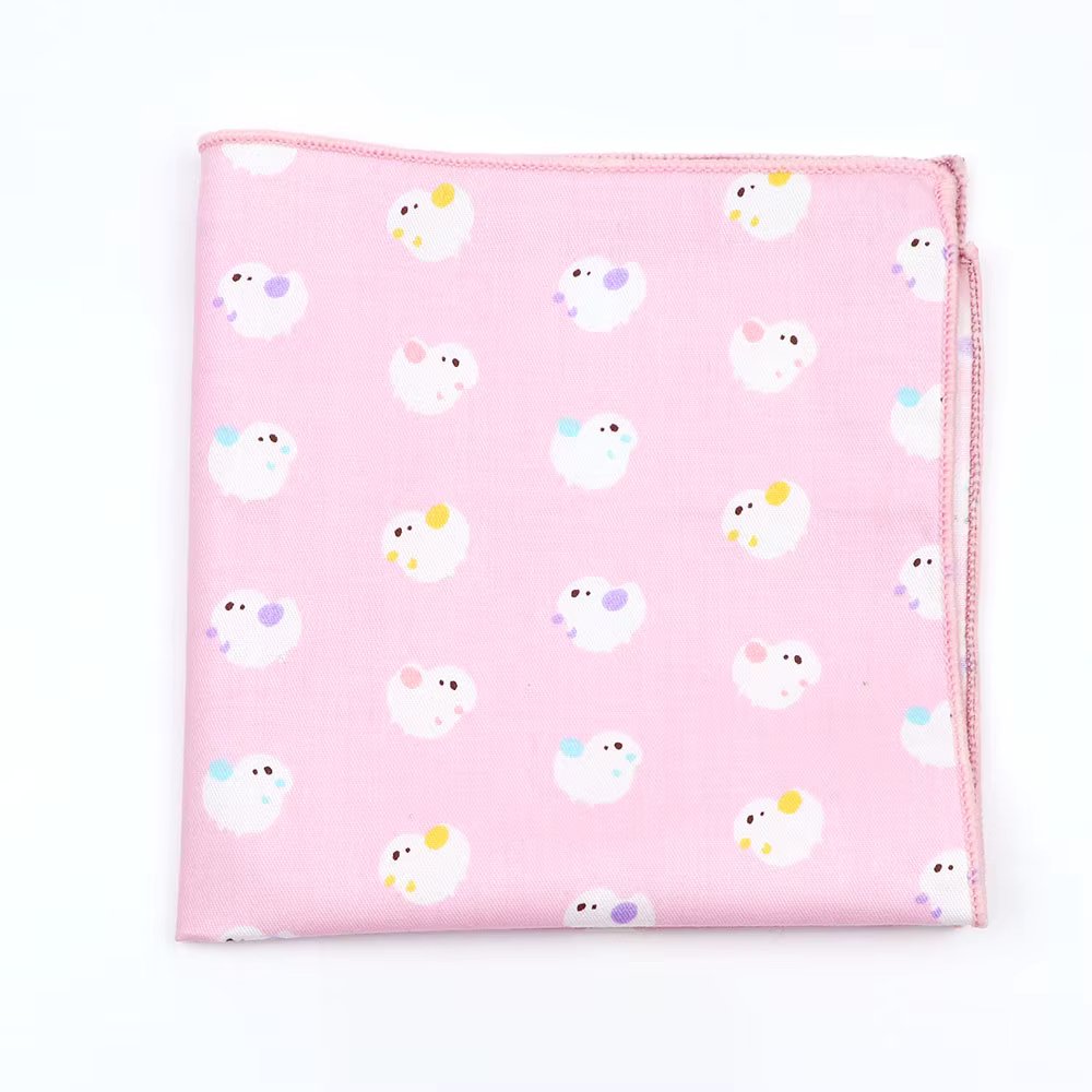 Adult/Kids Cartoon Cotton Handkerchiefs Animal Fruit Floral Pattern Hanky Party Casual Pink Blue Pockets Square Wedding Hankies