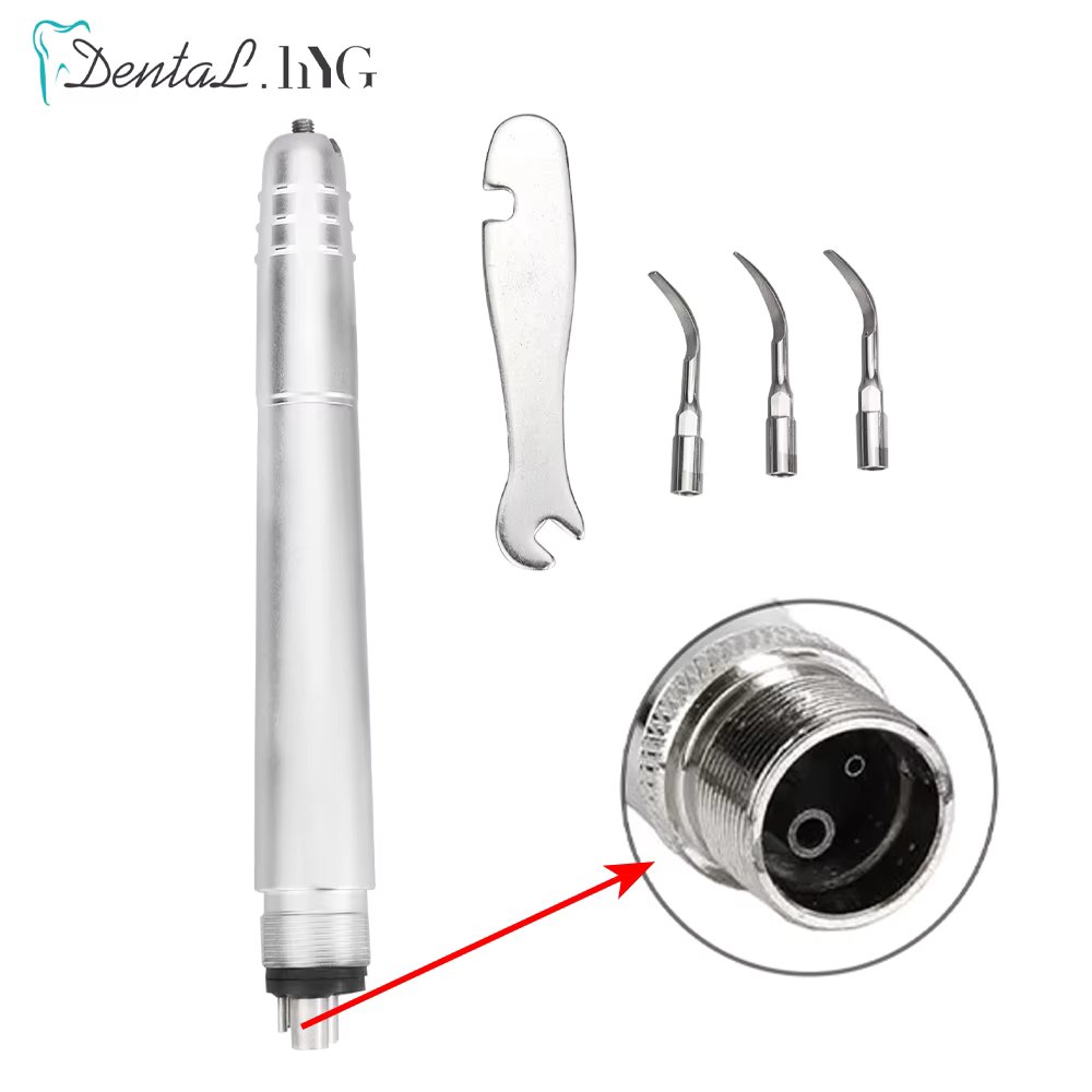 Dental Ultrasonic Air Scaler with 3 Tips Tooth Calculus Remover Cleaning Tool Handpiece Whiten Tooth Cleaner Dentist Lab