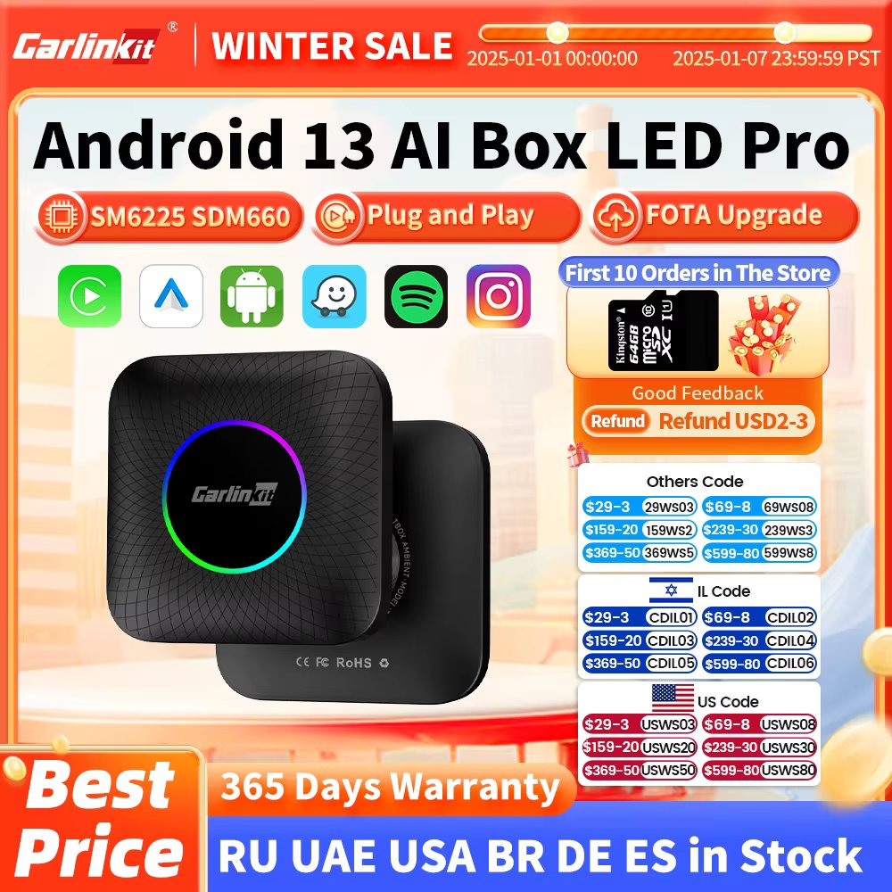 CarlinKit CarPlay Ai TV Box Android 13 SDM660 Wireless CarPlay Android Auto 4G LTE Smart Car Play Streaming Box For Netflix IPTV