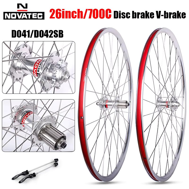 Novatec 700C Road Bike Wheels D041/D042SB Light Bicycle Hubs 26inch MTB bicycle wheel set aluminum alloy 4bearings 7/11S Wheels