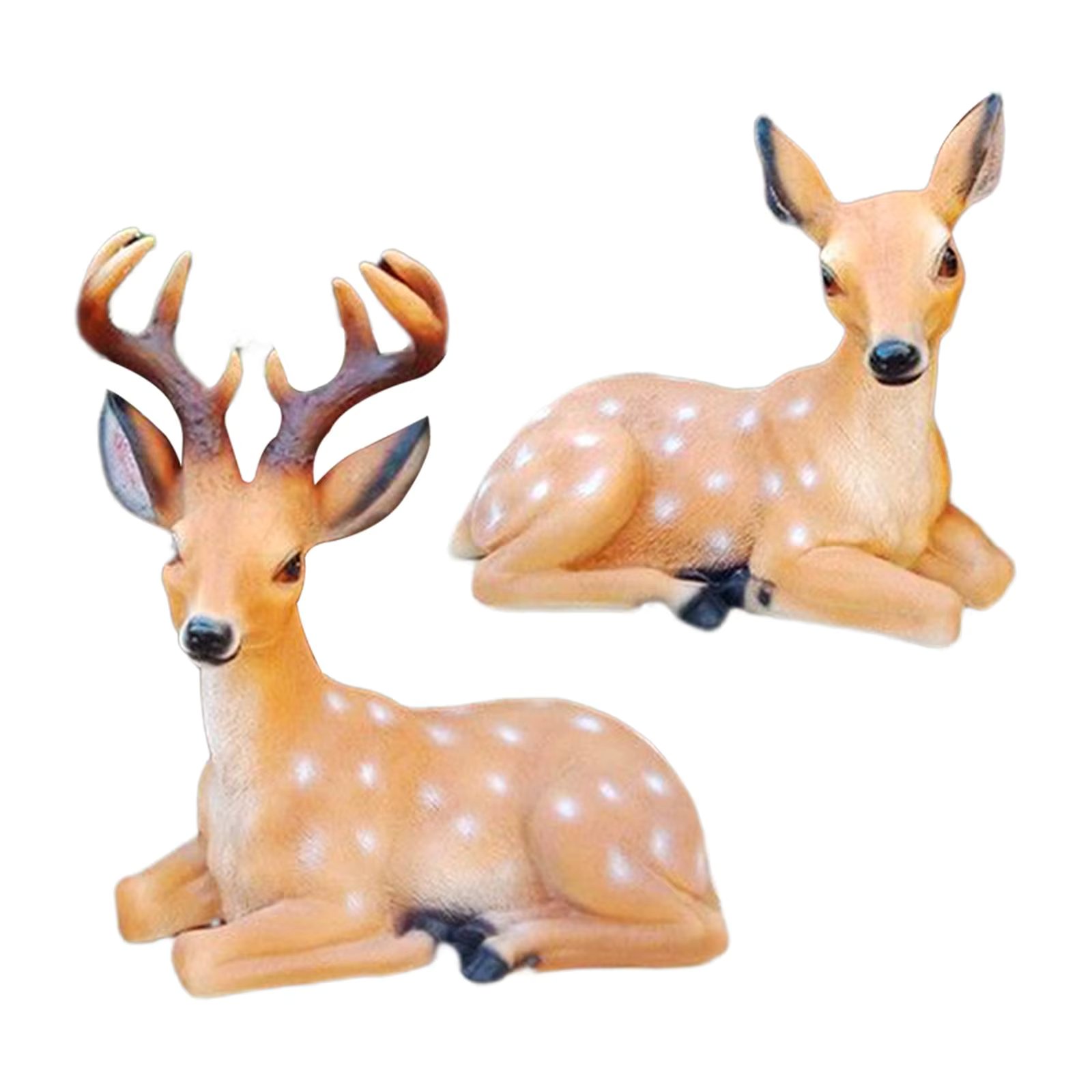 2x Resin Deer Figurine Art Crafts Small Weatherproof Novelty Sika Deer