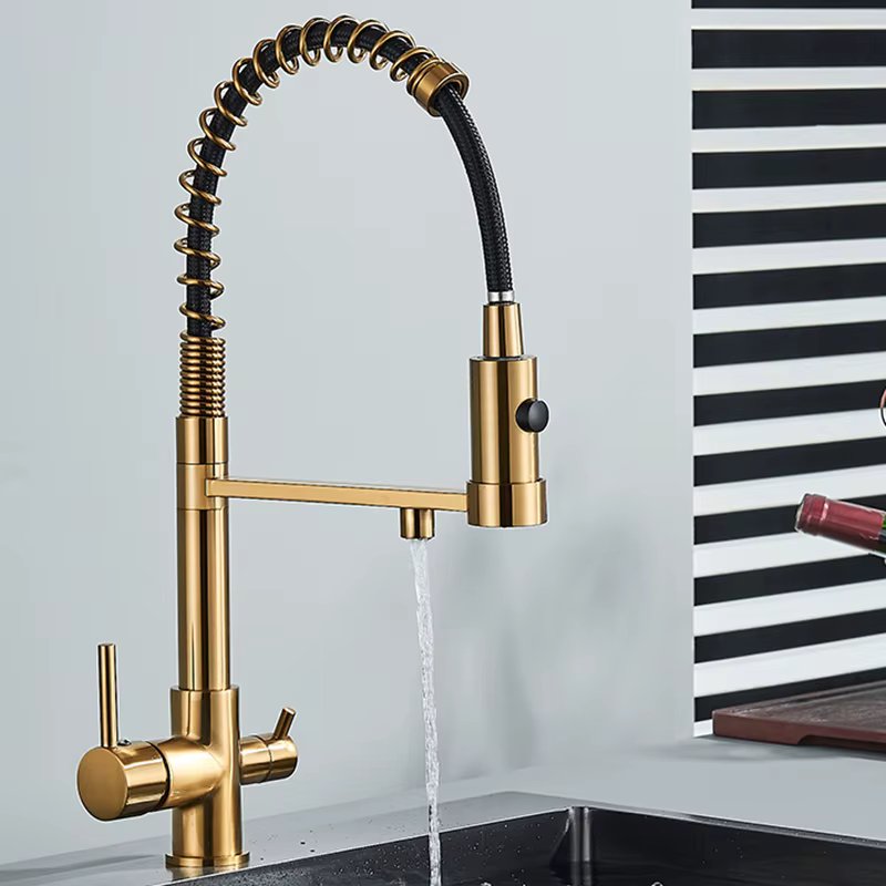 Kitchen Filtered Faucet Balck with Dot Brass Purifier Faucet Dual Sprayer Drinking Water Tap Vessel Sink Mixer Tap Torneira