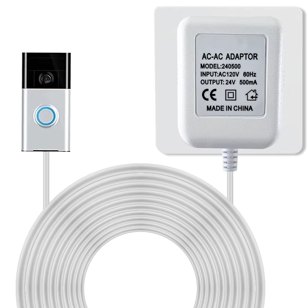 Doorbell Transformer 24V 500MA Doorbell Power Adapter AC110-240V to AC24V, Compatible with Ring, Nest, Eufy, Wyze, Arlo Visual