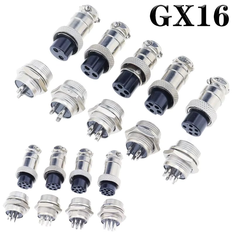 Connector GX16 small metal aviation socket 2/3/4/5/6/7pin electric cable terminal fixed type and b