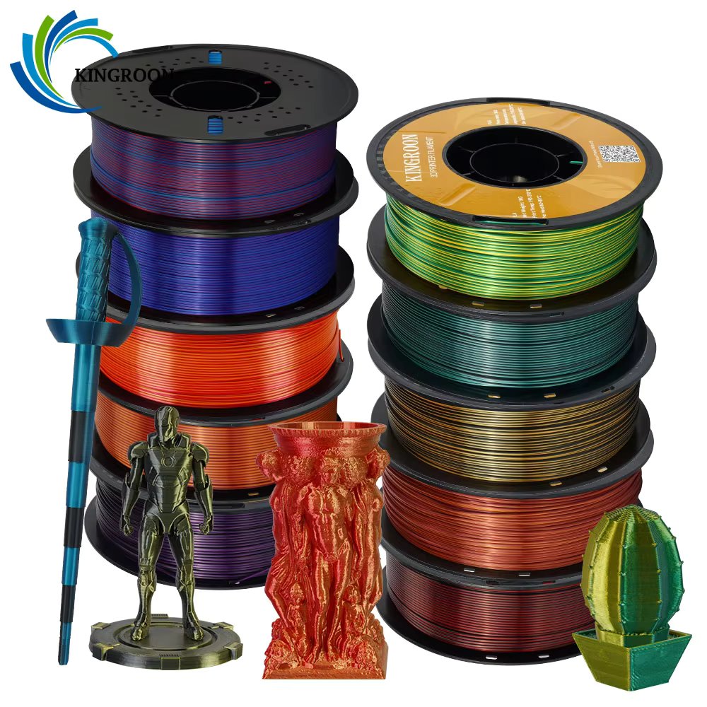 KINGROON Silk Dual-color PLA Filament 3D Printer 1.75mm 11/22 lbs Silk PLA Filament Plastic Materials 3D Printing Special Color