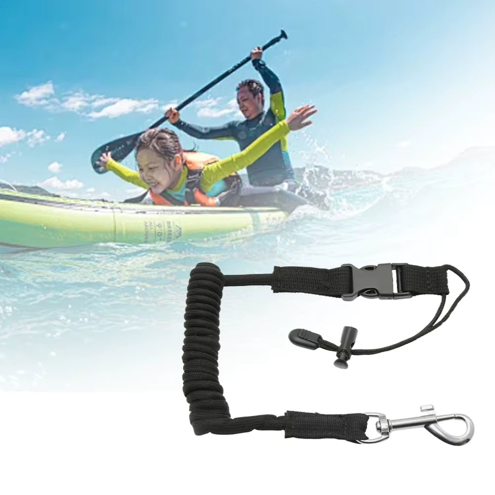 Kayak Paddle Leash Paddle Rope Adjustable Safety Rod Holder Rope Quick Release Surfing Coiled Lanyard for Kayaking Canoeing