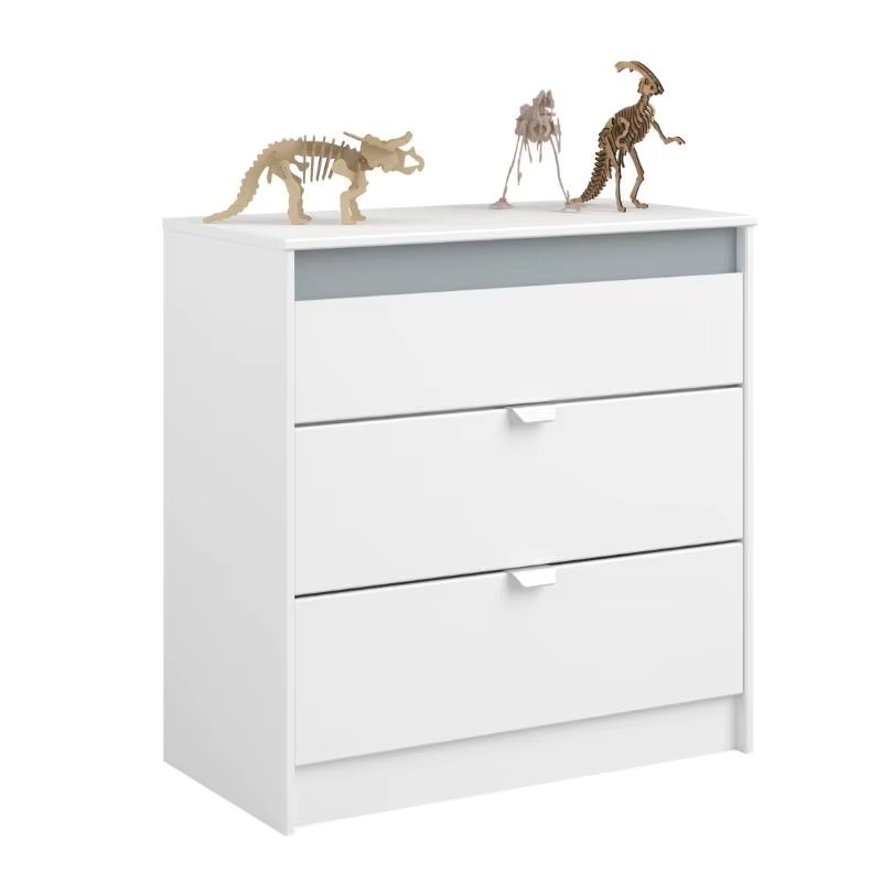 Miroytengo comfortable youthful Germain 3 drawers 78 cm melamine white matte gray youth bedroom furniture