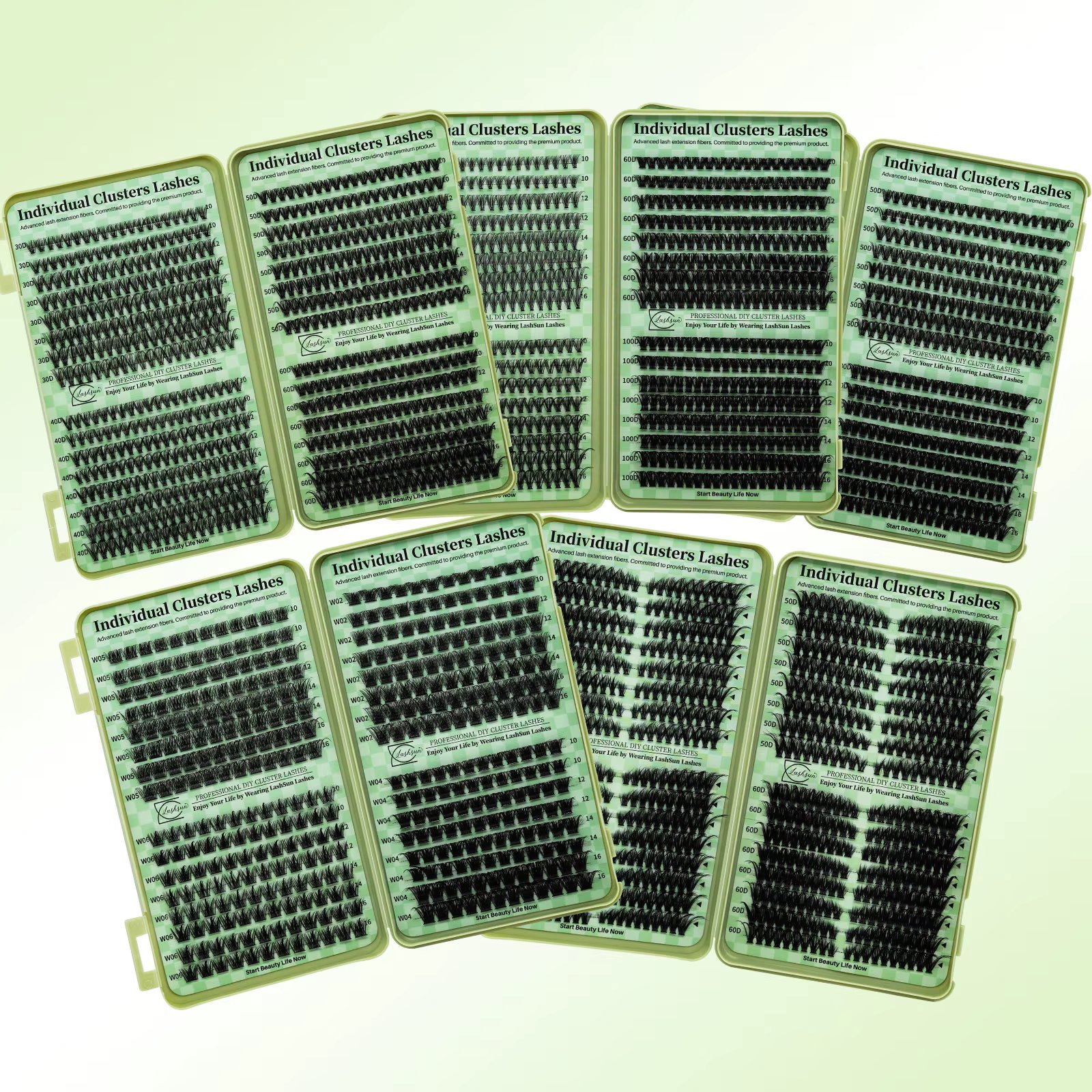 LASHSUN Lash Clusters book DIY Eyelash Extensions Clusters Lashes book D Curl LASH Mega Volume Individual Lashes Eyelash Cluster