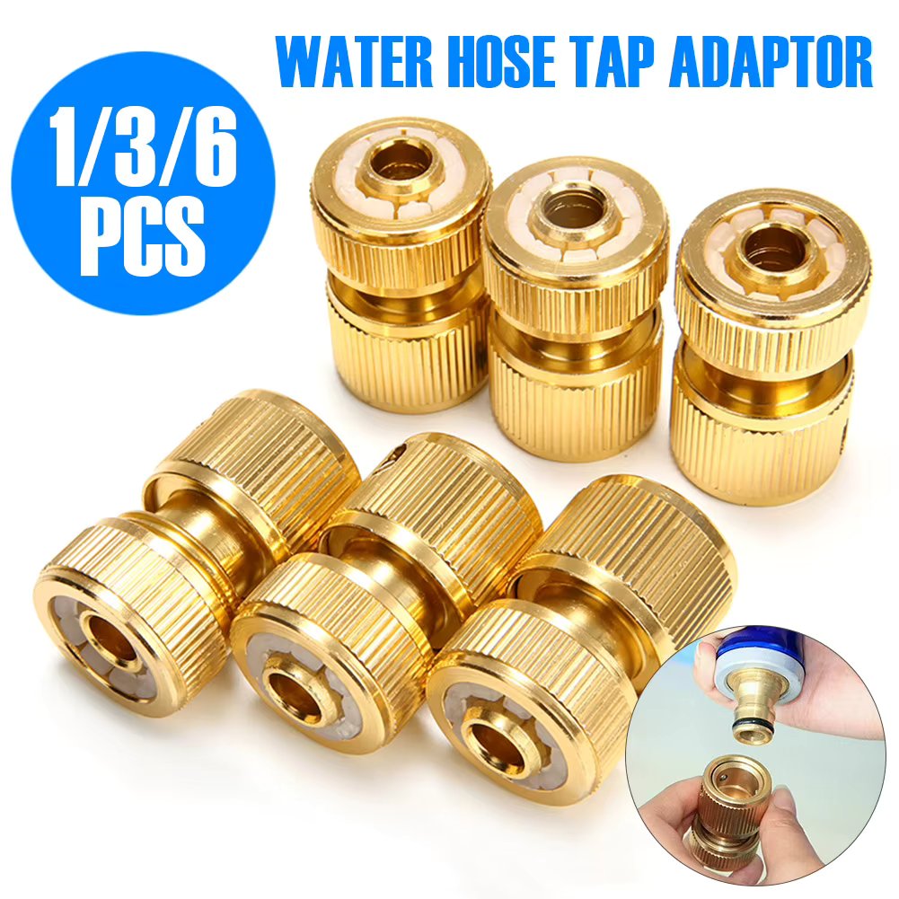 Brass-Coated Hose Adapter, 1/2" Quick Connect Swivel Connector Garden Hose Coupling Systems for Watering Irrigation