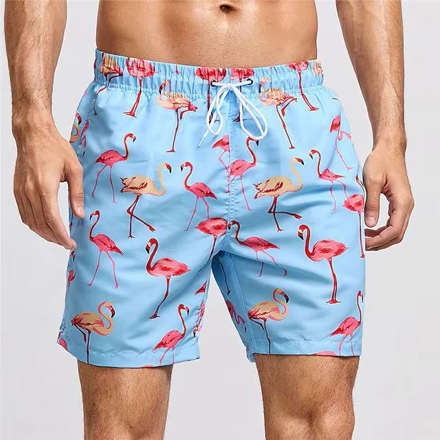 Men's Board Shorts Swim Trunks Summer Beach Print Graphic Flamingo Yellow Duck Comfort Breathable Short