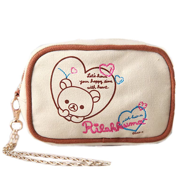 New Cute Rilakkuma Girls Children Canvas Coin Purse Case Make up Cosmetics Bags Card Purse Small Wallets For Women