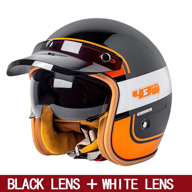 Motorcycle helmet national standard 3c certification half helmet for men and women four seasons universal inner lens electric he