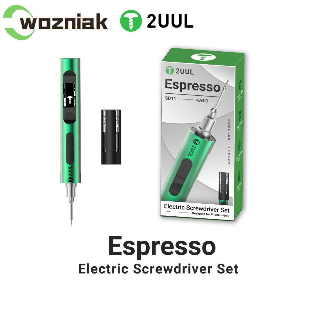 2UUL SD11 Espresso Electric Screwdriver Set Electric Cannon Portable Adjustable S2 Torque Screwdriver for Mobile Phone Repair
