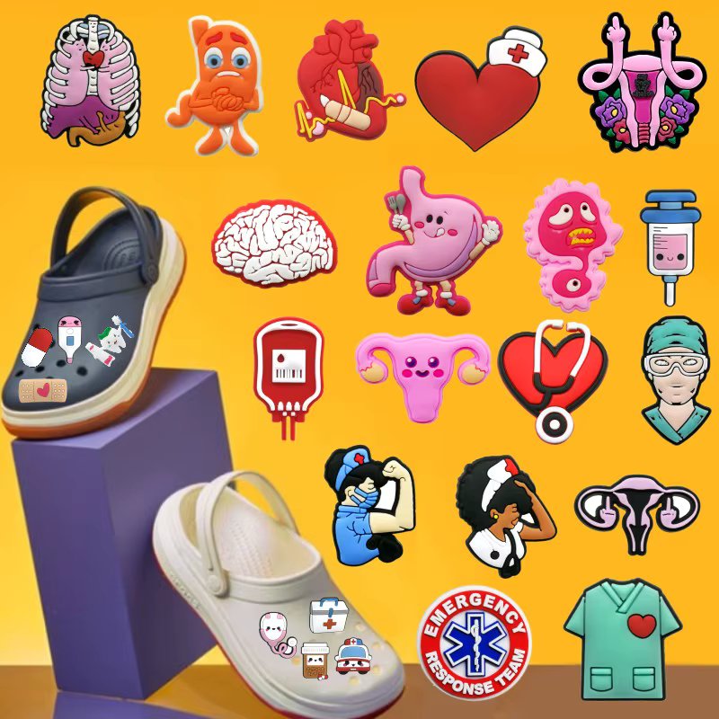 1pcs Shoe Charms Medical Uterus Teeth Shoe Charms for Pins Shoe Decoration Syringes Stethoscope Thermometer Doctors Nurses Gift