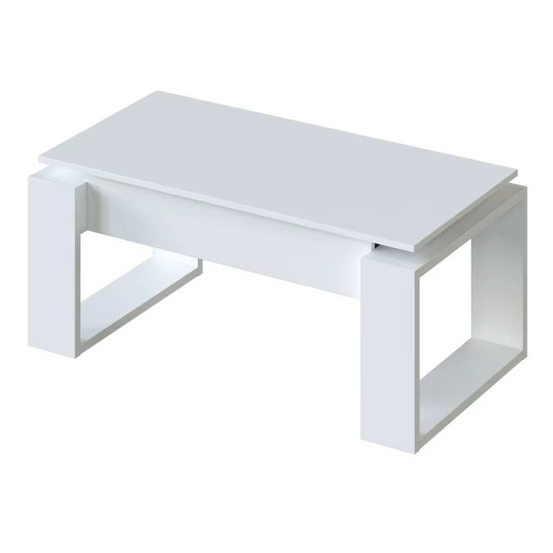 Lifting Coffee Table Living Room Dining Room White Square Modern Style Storage 45-54x105x55 Cm