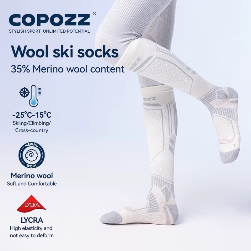 COPOZZ Merino Wool Ski Socks Men Women Outdoor Hiking Socks Thicken Warm Perspiration Quick-dry Knee High Long Socks Snowboard