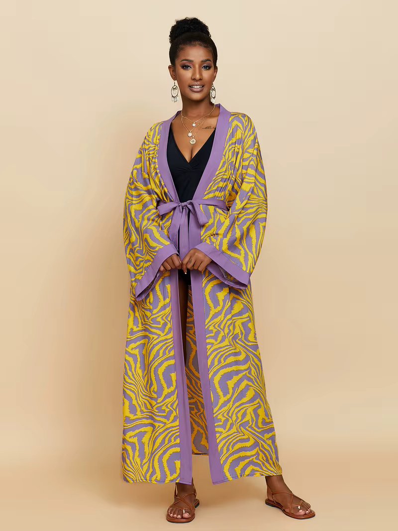 Para Praia Kimono Beach Robe 9 Colors Bikini Cover Ups Beachwear Femme Long Dress Sarong Women Loose Cardigan Swimsuit Covers