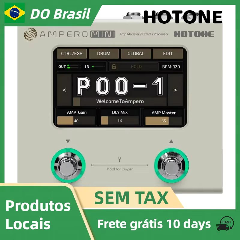 Hotone Ampero Mini MP-50 Guitar Bass Amp Modeling Multi effects with EU Power Adapter Stereo OTG USB Audio