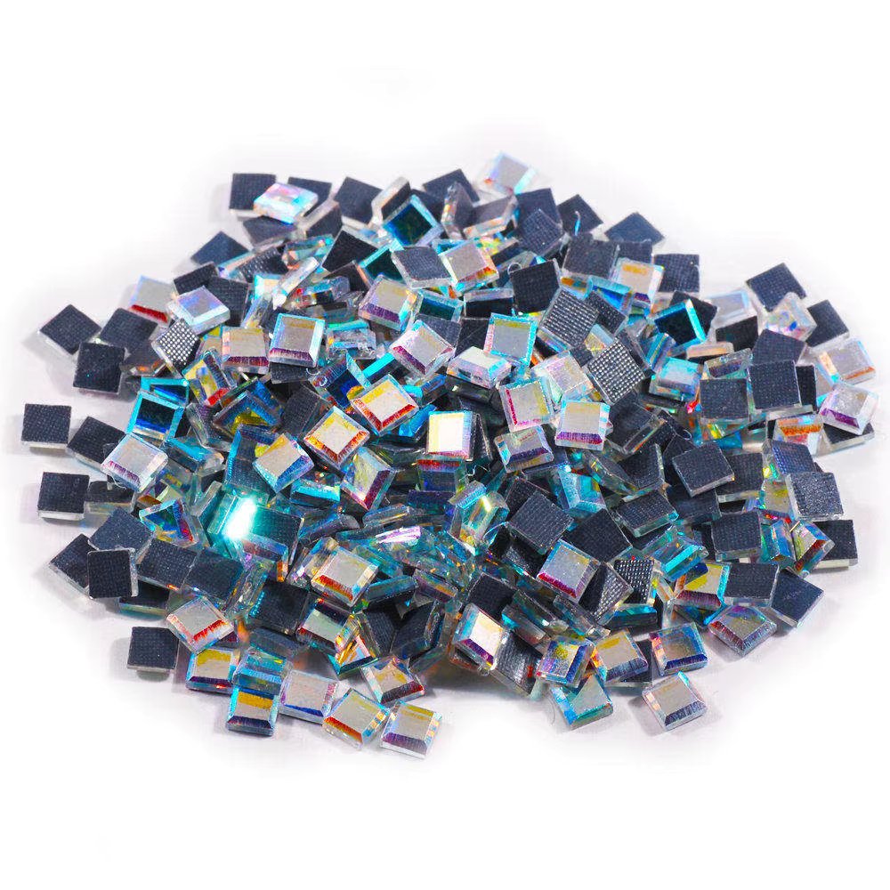 4MM 100Pcs Mirror Square Crystals Glass Hot Fix Rhinestones DMC HotFix Strass Stones For Clothes Wedding Dress