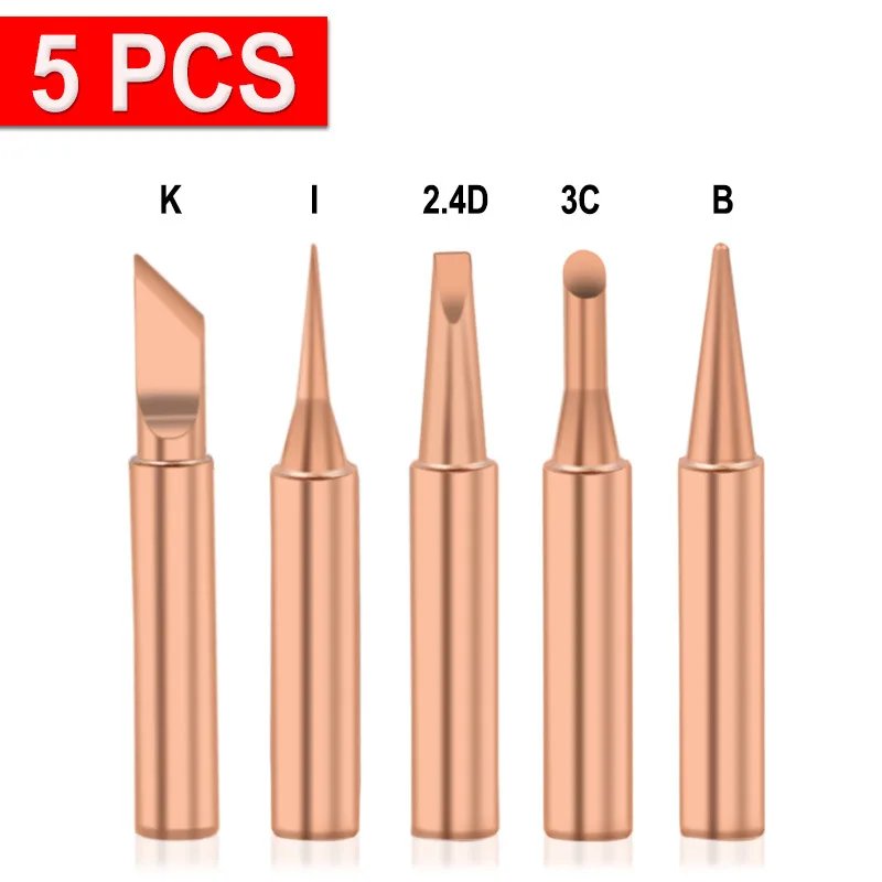 5pcs/set 6pcs/set Copper 900M-T Soldering Iron Tip Set Electric Soldering Iron Lead-free Welding Tips Head BGA Soldering Tools