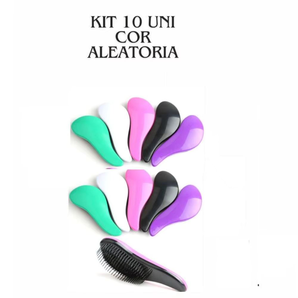 kit 10 Escovas Mágica Para Cabelo com Cabo Para Desembaraçar Banho