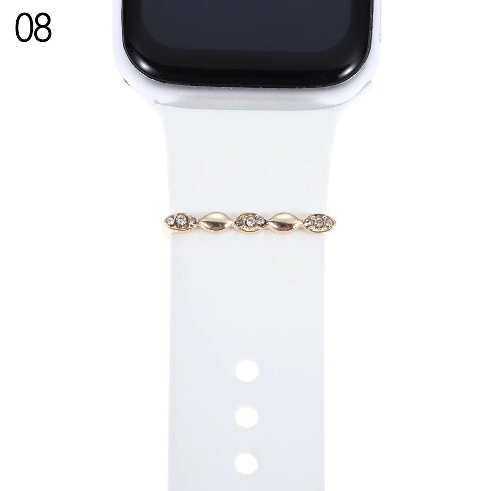 Diamond Metal Charms Decorative Ring For Apple Watch Band Ornament Smart Watch Silicone Strap Accessories For iwatch Bracelet